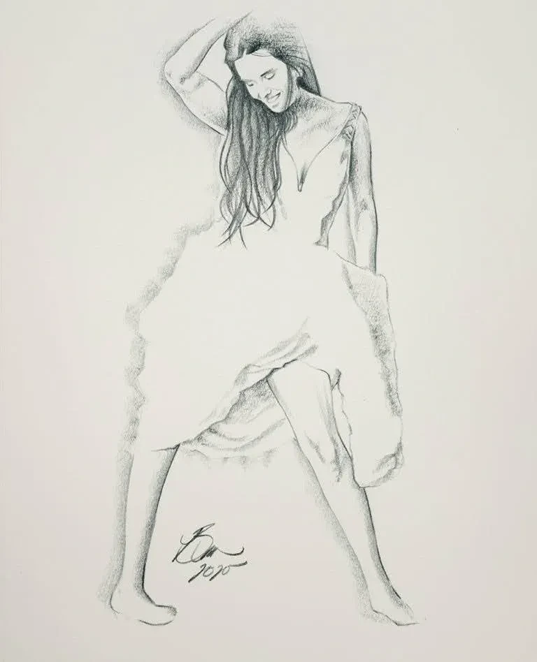 Figure sketch — woman dancing in flowing dress